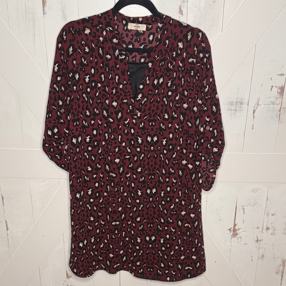 entro Dresses & Skirts - Entro Burgundy Black Leopard Print Dress